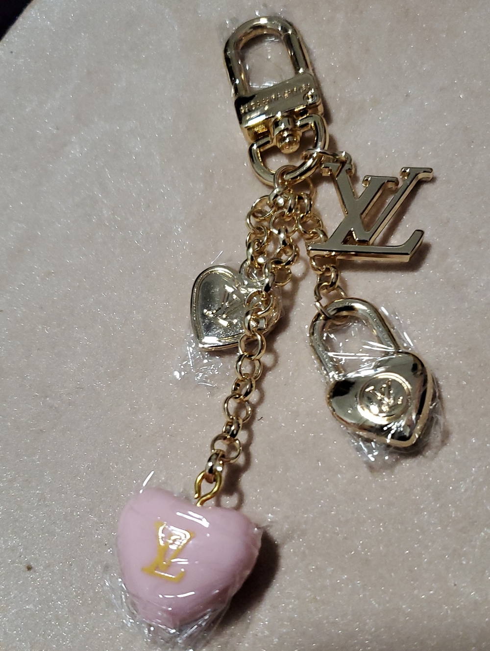 Pink Heart Charm Keychain